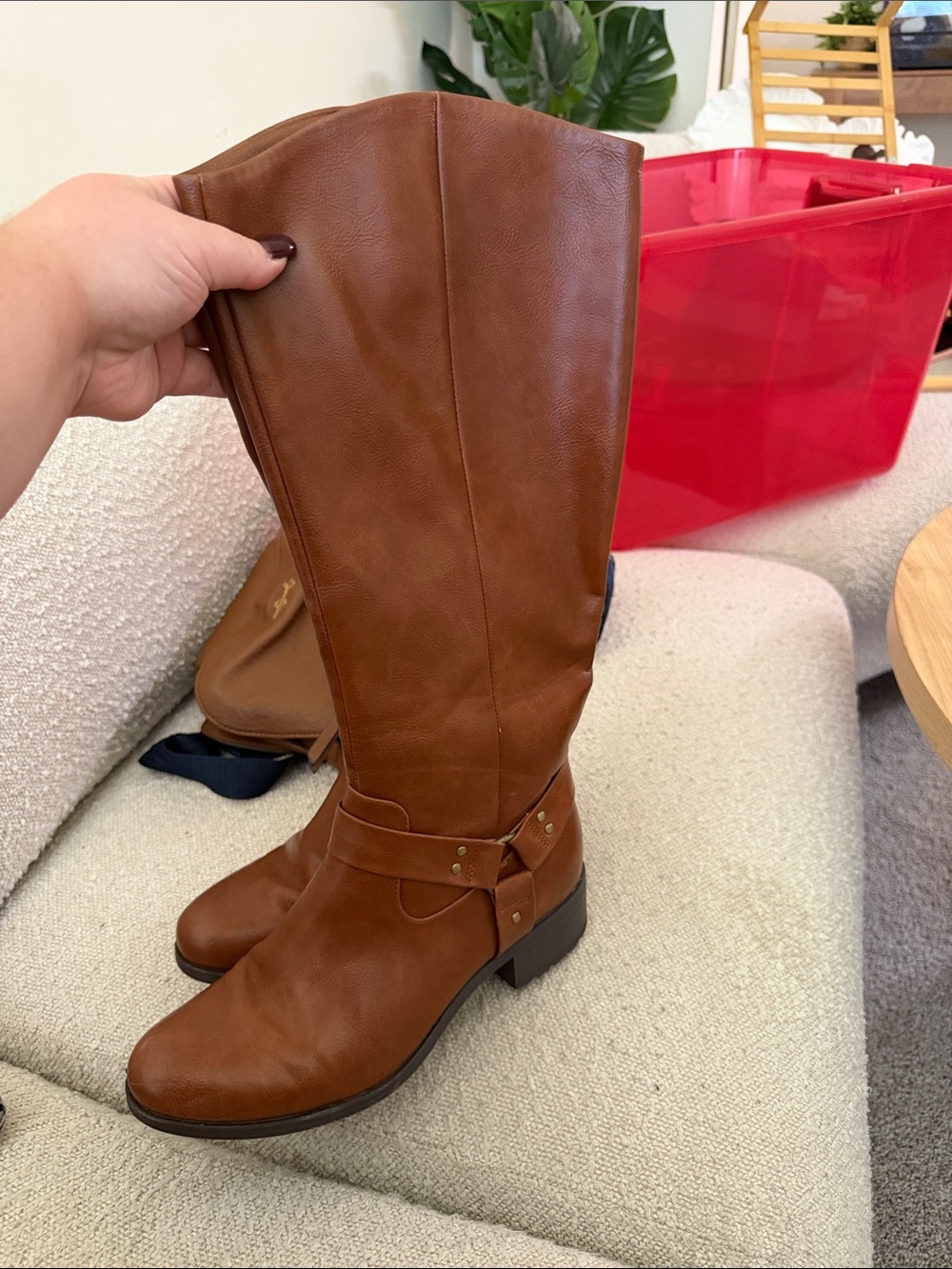 Dream Pairs Tall Cognac Riding Boots